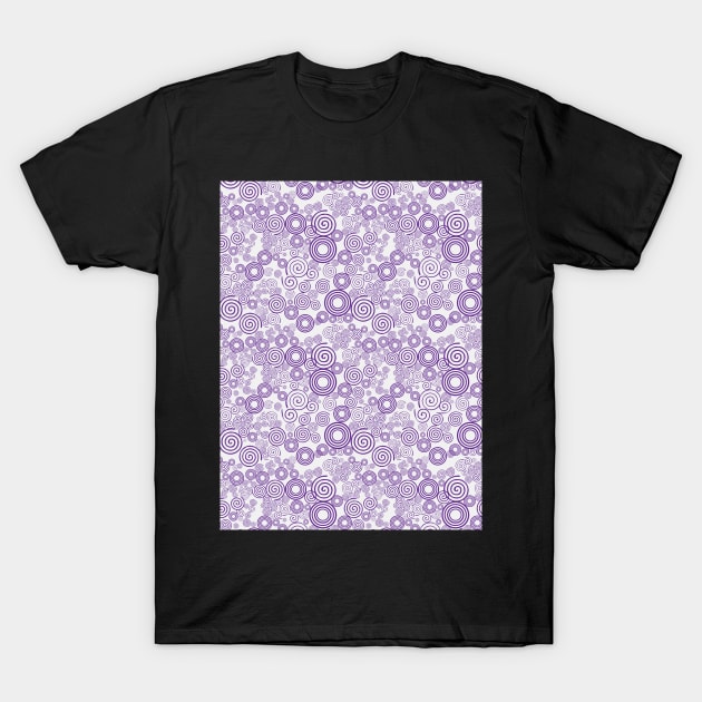 Trippy Purple and Gray Spiral Pattern T-Shirt by Design_Lawrence